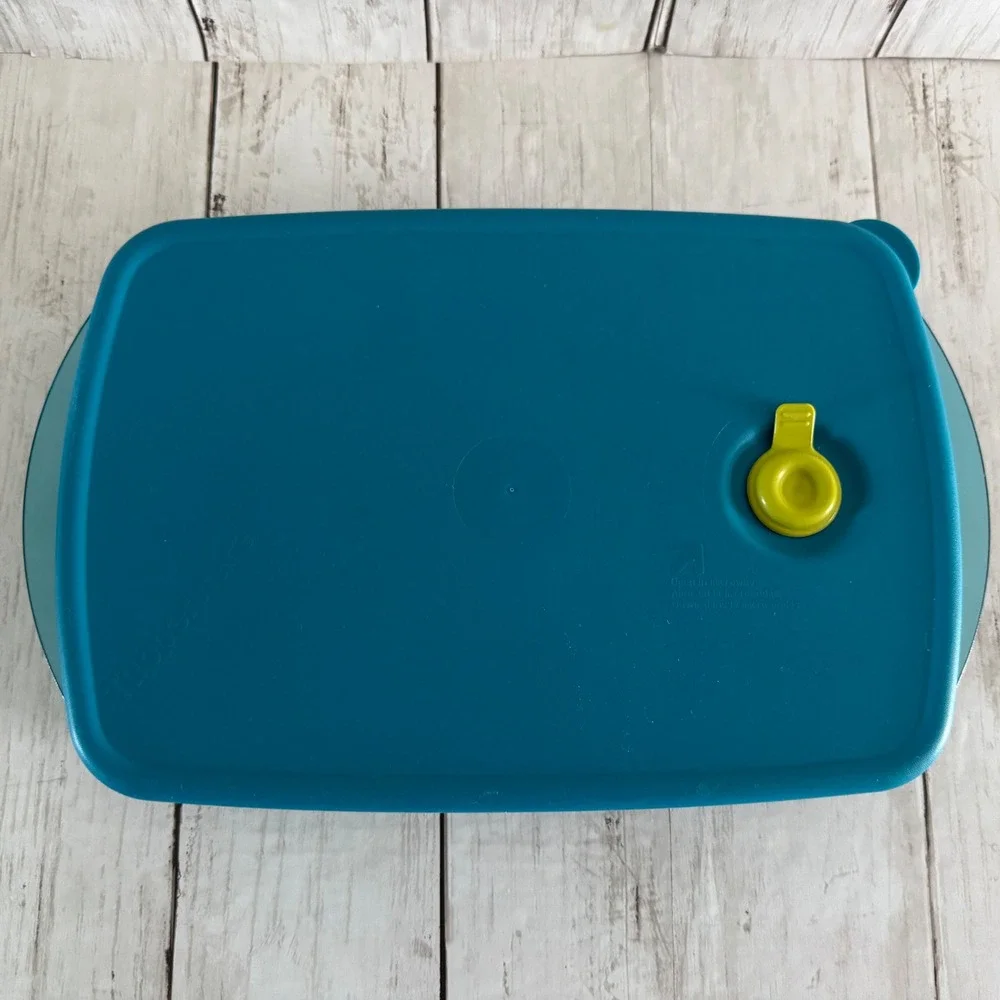 Tupperware Vent N Serve Divided Microwave Dish Peacock 3990A-1 Steam Vent